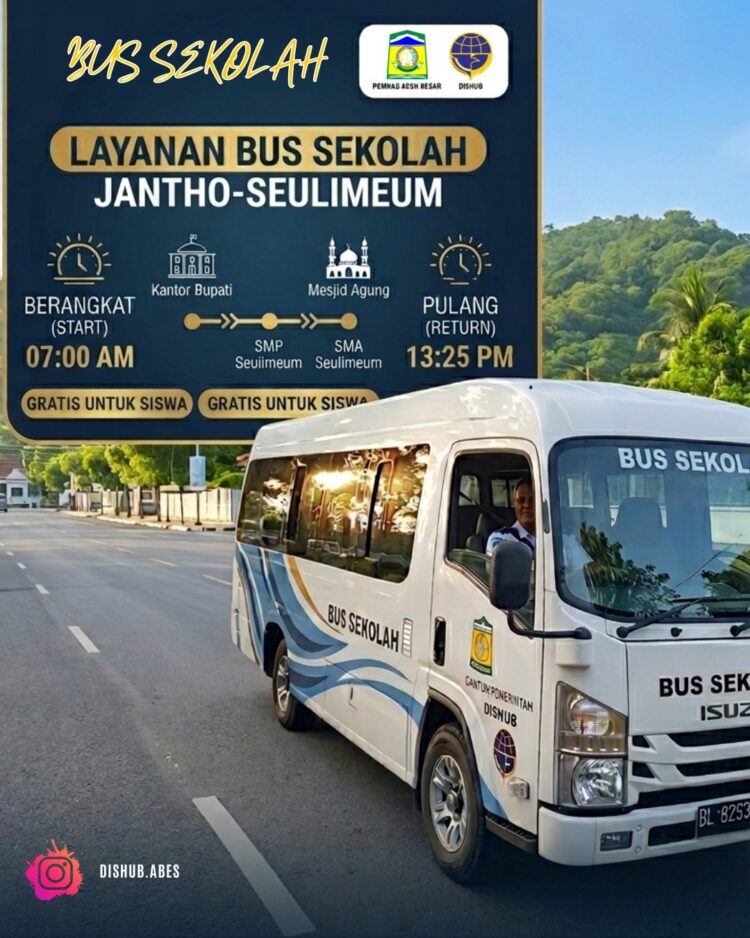 Pemkab Aceh Besar Sediakan Layanan Bus Sekolah Gratis Pelajar Jantho – Seulimuem PP