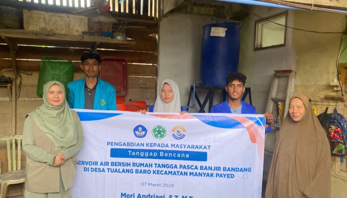 Reservoir Air Bersih Rumah Tangga Pascabanjir Bandang di Desa Tualang Baro, Manyak Payed