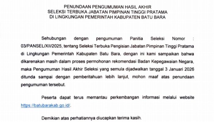 Tarik Ulur Pejabat Tinggi Pratama Tak Kunjung Usai, Birokrasi Pemkab Batubara Mandek